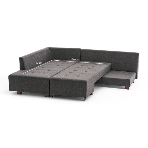 Γωνιακός καναπές - κρεβάτι αριστερή γωνία Art Maison Κρήτη - Charcoal (280x206x85εκ.)