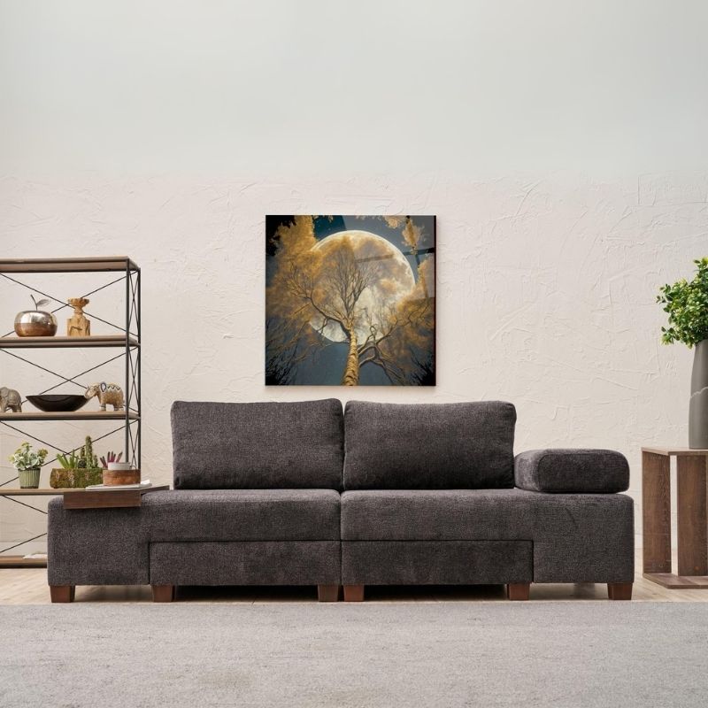 Καναπές - κρεβάτι πολυμορφικός Art Maison Copper τριθέσιος υφασμάτινος χρώμα ανθρακί 233x93x83εκ.