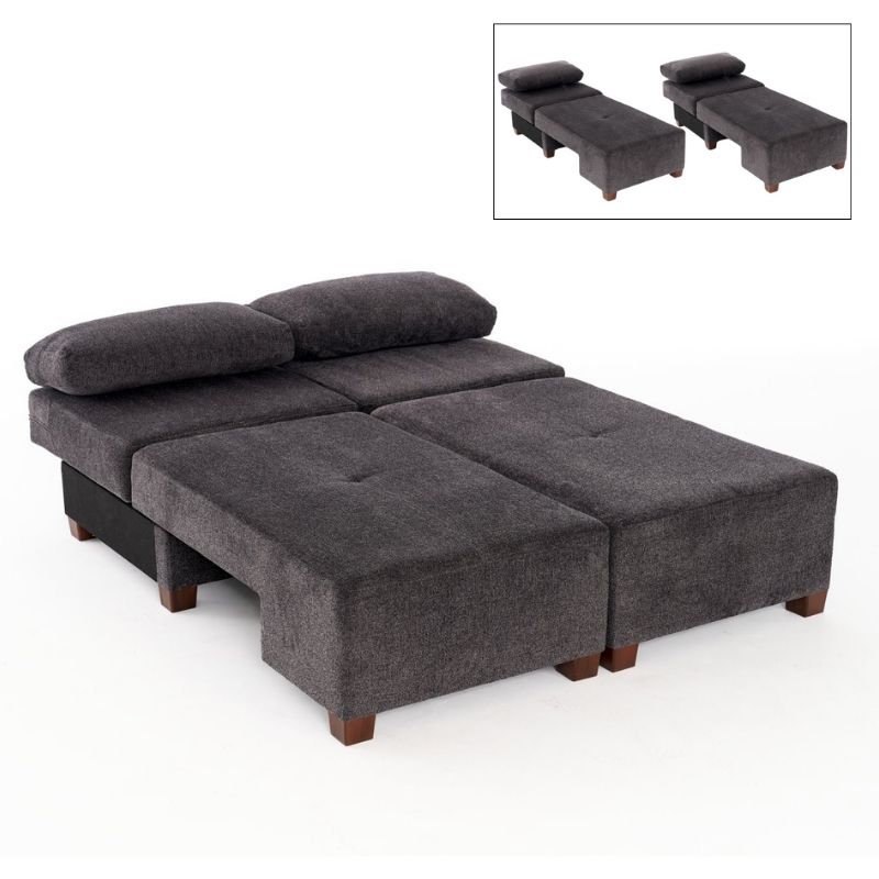 Καναπές - κρεβάτι πολυμορφικός Art Maison Copper τριθέσιος υφασμάτινος χρώμα ανθρακί 233x93x83εκ.