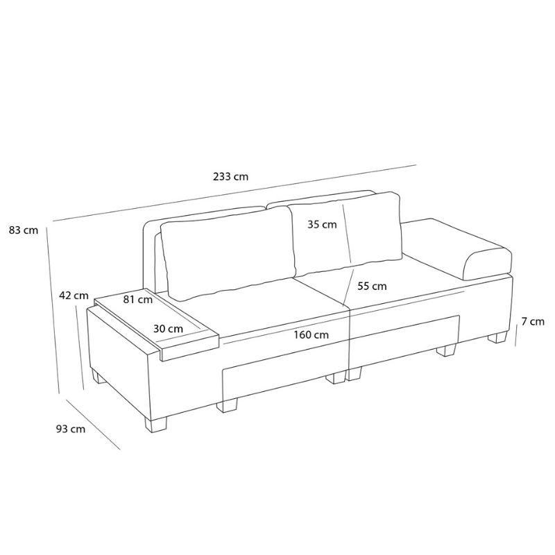 Καναπές - κρεβάτι πολυμορφικός Art Maison Copper τριθέσιος υφασμάτινος χρώμα ανθρακί 233x93x83εκ.