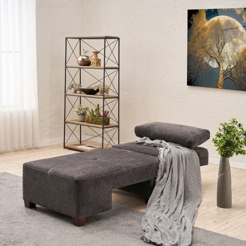 Πολυθρόνα - κρεβάτι Art Maison Raikou υφασμάτινη χρώμα ανθρακί 116x93x83εκ.