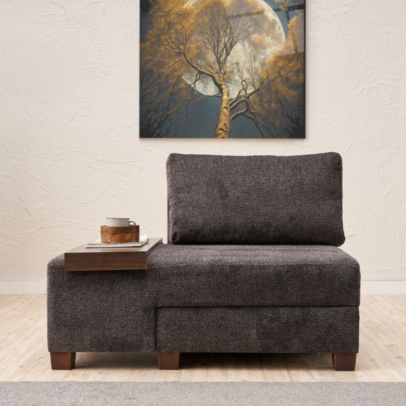 Πολυθρόνα - κρεβάτι Art Maison Raikou υφασμάτινη χρώμα ανθρακί 116x93x83εκ.