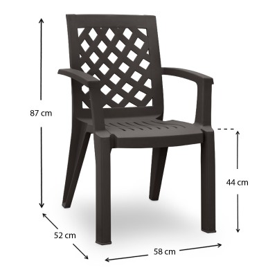 Σετ τραπεζαρία κήπου Art Maison Piglet 5τμχ πολυπροπυλενίου τραπέζι 120x70 - πολυθρόνα χρώμα καφέ