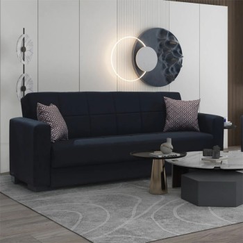 Καναπές κρεβάτι Τριθέσιος Art Maison Βένετο - Black (212x77x80εκ)