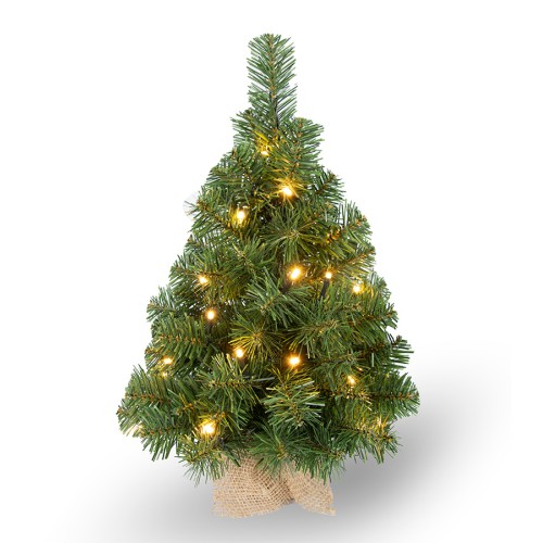 Χριστουγεννιάτικο δεντράκι 45cm με λινάτσα και ενσωματωμένα φωτάκια