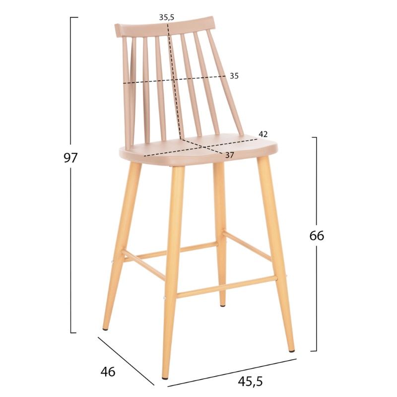 ΣΚΑΜΠΟ ΜΠΑΡ ΜΕΣ.ΥΨΟΥΣ ART MAISON EVANSTON ΚΑΠΟΥΤΣΙΝΟ PP & ΠΟΔΙΑ ΟΨΗ ΞΥΛΟΥ 45,5x46x97Υεκ