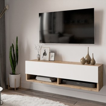 Έπιπλο τηλεόρασης επιτοίχιο Art Maison Audino λευκό-oak 100x31.5x29.5εκ Έπιπλο τηλεόρασης επιτοίχιο Art Maison Audino λευκό-oak 100x31.5x29.5εκ