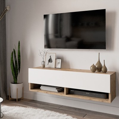 Έπιπλο τηλεόρασης επιτοίχιο Art Maison Audino λευκό-oak 100x31.5x29.5εκ Έπιπλο τηλεόρασης επιτοίχιο Art Maison Audino λευκό-oak 100x31.5x29.5εκ