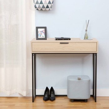 Κονσόλα Art Maison Whismur με συρτάρι σε φυσική απόχρωση με μαύρο μέταλλο 80x28x76.5εκ