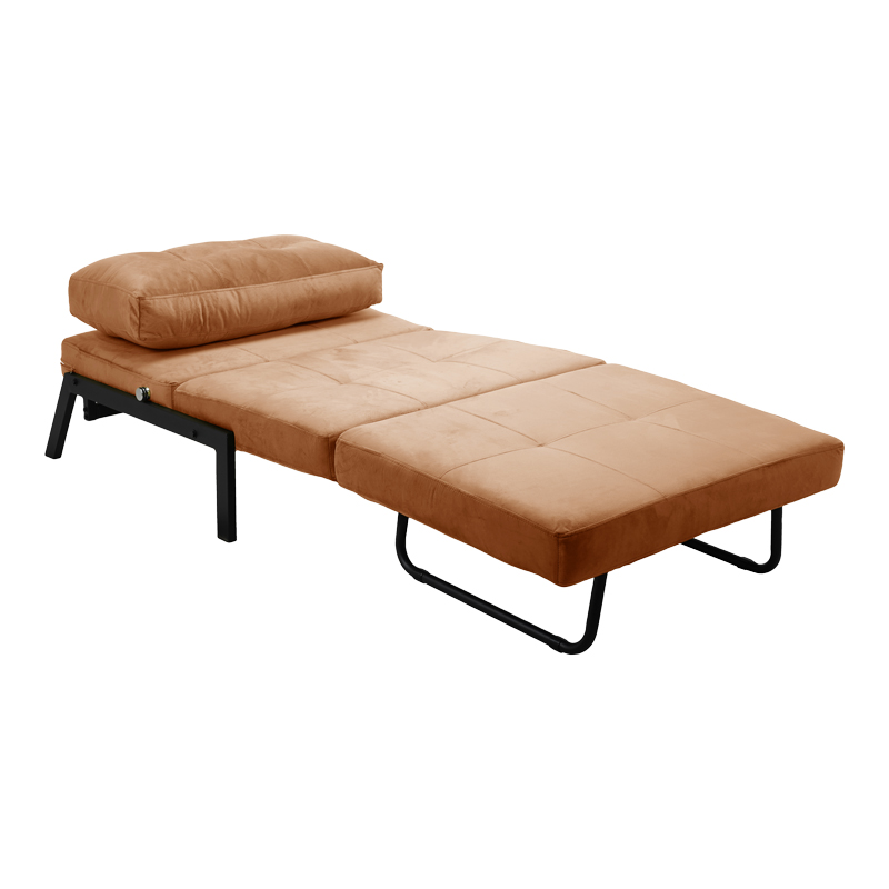 Πολυθρόνα-κρεβάτι Art Maison Chiharu ύφασμα βελούδο σε σάπιο μήλο απόχρωση και πόδι μαύρο μέταλλο 95x98x70εκ