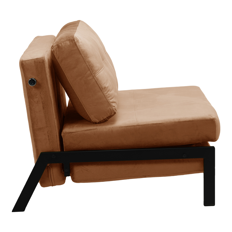 Πολυθρόνα-κρεβάτι Art Maison Chiharu ύφασμα βελούδο σε σάπιο μήλο απόχρωση και πόδι μαύρο μέταλλο 95x98x70εκ