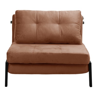 Πολυθρόνα-κρεβάτι Art Maison Chiharu ύφασμα βελούδο σε σάπιο μήλο απόχρωση και πόδι μαύρο μέταλλο 95x98x70εκ