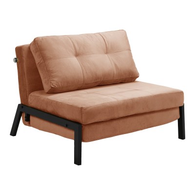 Πολυθρόνα-κρεβάτι Art Maison Chiharu ύφασμα βελούδο σε σάπιο μήλο απόχρωση και πόδι μαύρο μέταλλο 95x98x70εκ