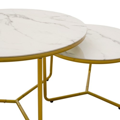 Τραπέζια σαλονιού Art Maison 2τεμ Φάνο - White Gold (80x80x50εκ.)