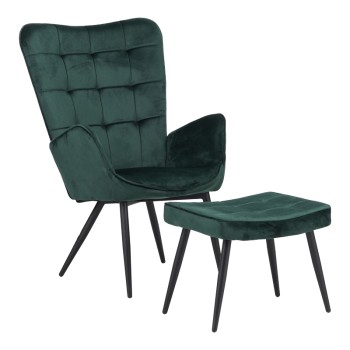 Πολυθρόνα με υποπόδιο Art Maison Romagna - Cypress Black (68,5x76x103εκ.)