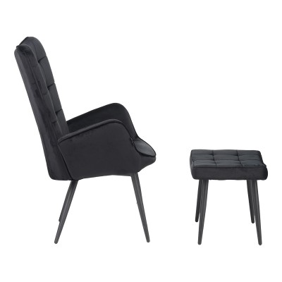 Πολυθρόνα με υποπόδιο Art Maison Romagna - Black (68,5x76x103εκ.)