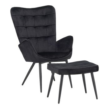 Πολυθρόνα με υποπόδιο Art Maison Romagna - Black (68,5x76x103εκ.)
