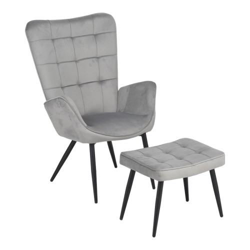Πολυθρόνα με υποπόδιο Art Maison Romagna - Gray Black (68,5x76x103εκ.)