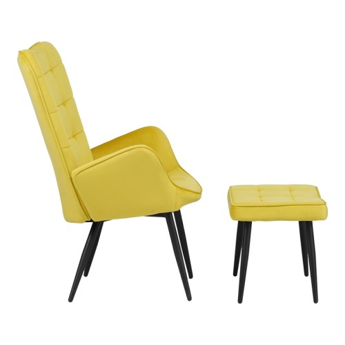 Πολυθρόνα με υποπόδιο Art Maison Romagna - Yellow Black (68,5x76x103εκ.)