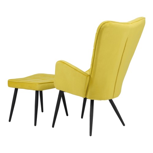 Πολυθρόνα με υποπόδιο Art Maison Romagna - Yellow Black (68,5x76x103εκ.)