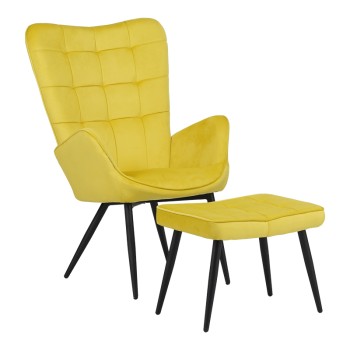 Πολυθρόνα με υποπόδιο Art Maison Romagna - Yellow Black (68,5x76x103εκ.)