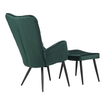 Πολυθρόνα με υποπόδιο-μαξιλάρι Art Maison Bonners - Dark Green Natural (68x72x98εκ.)