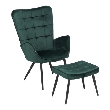 Πολυθρόνα με υποπόδιο-μαξιλάρι Art Maison Bonners - Dark Green Natural (68x72x98εκ.)