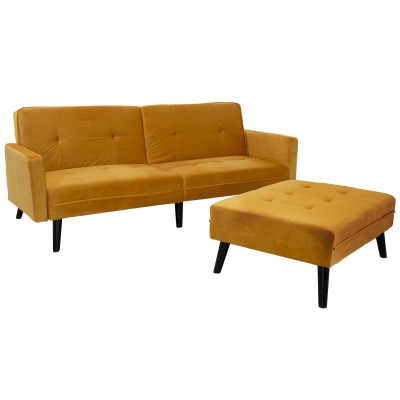 Καναπές γωνία-κρεβάτι με υποπόδιο Art Maison Ketchikan - Yellow (209x157x80εκ.)