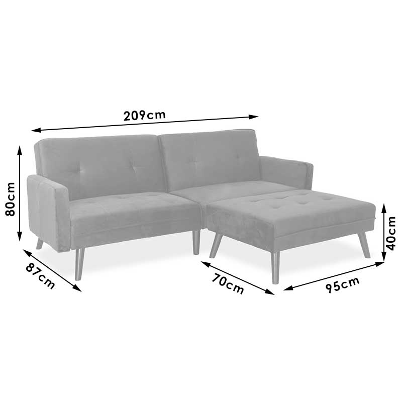 Καναπές γωνία-κρεβάτι με υποπόδιο Art Maison Ketchikan - Yellow (209x157x80εκ.)