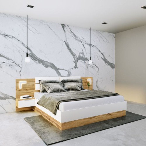 Κρεβάτι Art Maison Όσολα - Walnut White (Για στρώμα 160x200εκ.)