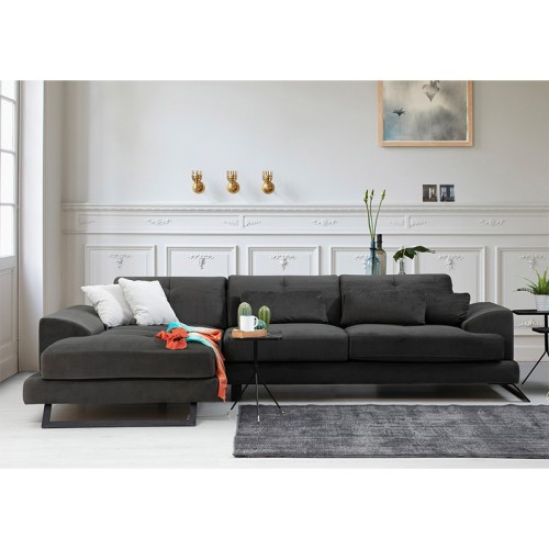 Γωνιακός καναπές δεξιά γωνία Art Maison Belgrade - Charcoal Black (308x190x100/92εκ)