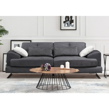 Καναπές Τριθέσιος Art Maison Greece - Charcoal Black (225x79x92εκ)