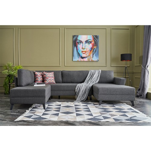 Πολυμορφικός καναπές κρεβάτι Art Maison Peru - Charcoal (300x202x78cm)