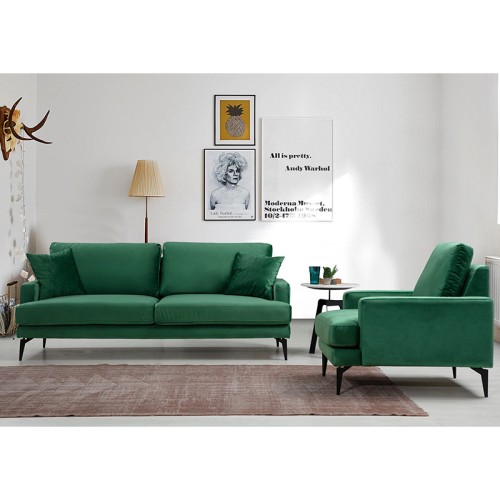 Καναπές Τριθέσιος Art Maison Austria - Green Black (205x90x88εκ)
