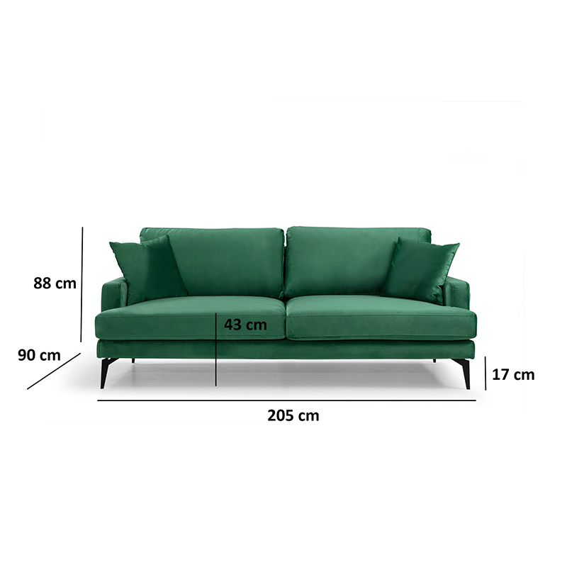 Καναπές Τριθέσιος Art Maison Austria - Green Black (205x90x88εκ) Καναπές Τριθέσιος Art Maison Austria - Green Black (205x90x88εκ)