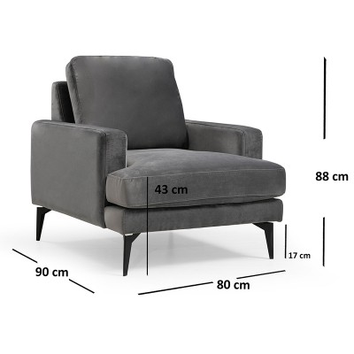 Πολυθρόνα Art Maison Austria - Charcoal Black (80x90x88εκ)