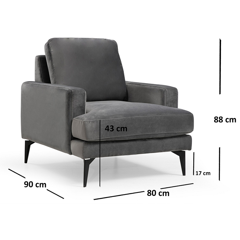 Πολυθρόνα Art Maison Austria - Charcoal Black (80x90x88εκ)