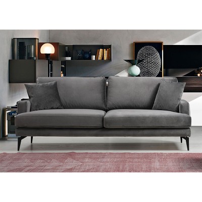 Καναπές Τριθέσιος Art Maison Austria - Charcoal Black (205x90x88εκ)