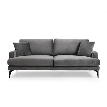 Καναπές Τριθέσιος Art Maison Austria - Charcoal Black (205x90x88εκ)