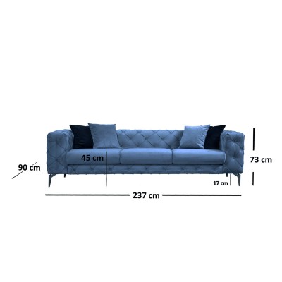 Καναπές Τριθέσιος Art Maison Budapest - Light Blue (237x90x73εκ) Καναπές Τριθέσιος Art Maison Budapest - Light Blue (237x90x73εκ)