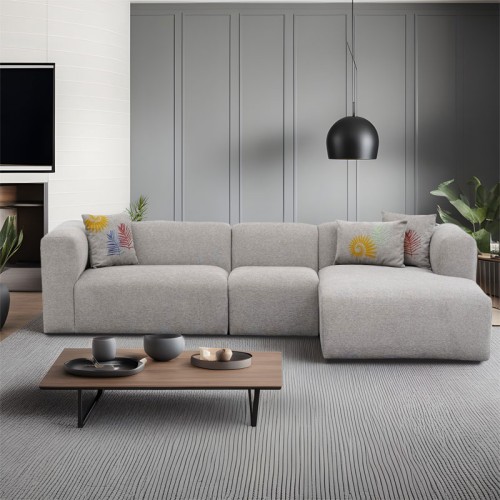 Γωνιακός καναπές αριστερή γωνία Art Maison Germany - Light Gray (296x158x72εκ)