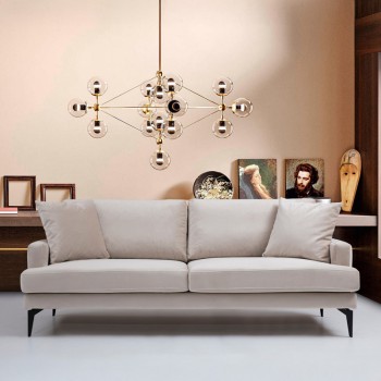 Καναπές 2θέσιος Art Maison Vileplume βελούδο μπεζ-μαύρο 175x90x88εκ