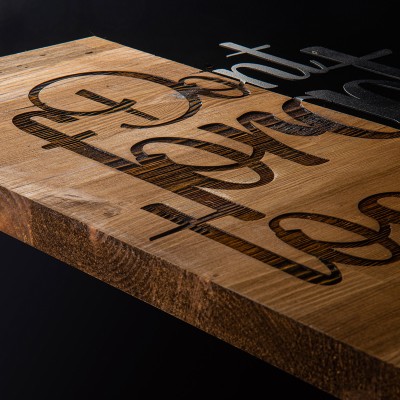 Διακοσμητικό τοίχου Art Maison Smile ξύλο πεύκου σε φυσική απόχρωση με μαύρο μέταλλο 47x3x58εκ