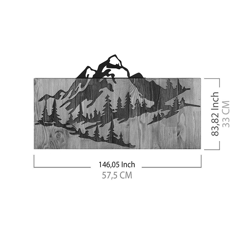 Διακοσμητικό τοίχου Art Maison Begonia ξύλο πεύκου σε φυσική απόχρωση με μαύρο μέταλλο 57.5x3x33εκ