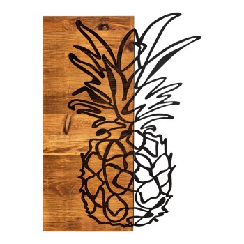 Διακοσμητικό τοίχου Art Maison Pineapple ξύλο πεύκου σε φυσική απόχρωση με μαύρο μέταλλο 42x3x58εκ