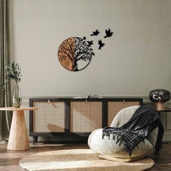 Διακοσμητικό τοίχου Art Maison Clematis ξύλο πεύκου σε φυσική απόχρωση με μαύρο μέταλλο 92x3x71εκ