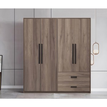 Ντουλάπα ρούχων τετράφυλλη Art Maison Apulia - Walnut (160x52x195εκ.)