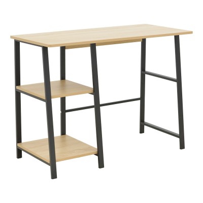 Γραφείο εργασίας Art Maison Jirachi με ράφια mdf σε φυσική με μαύρη απόχρωση 100x48x75εκ