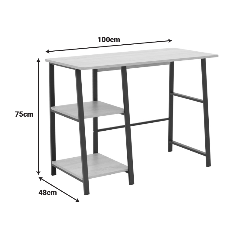Γραφείο εργασίας Art Maison Jirachi με ράφια mdf σε φυσική με μαύρη απόχρωση 100x48x75εκ