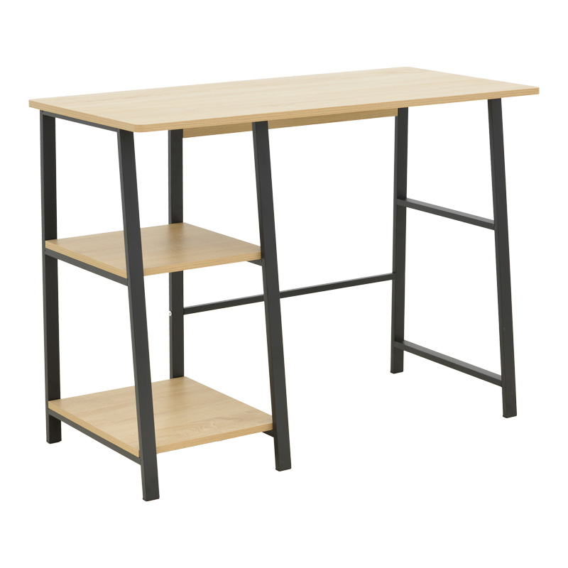 Γραφείο εργασίας Art Maison Jirachi με ράφια mdf σε φυσική με μαύρη απόχρωση 100x48x75εκ